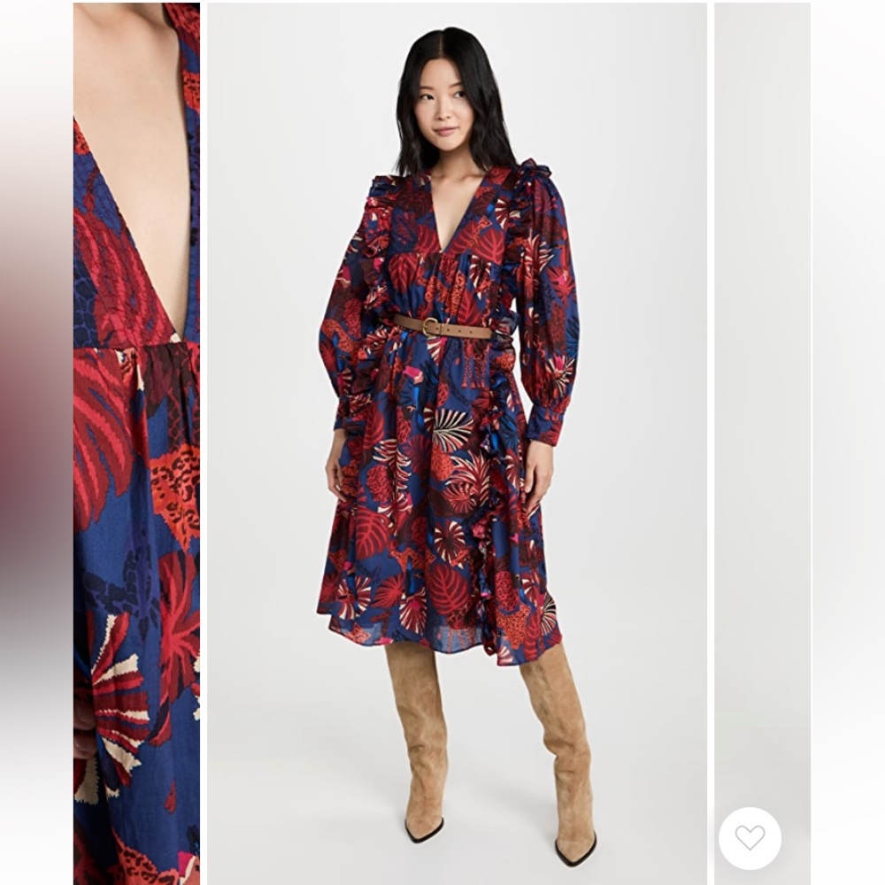 NWT Farm Rio Animals Tapestry MIDI Dress 🦒 💙
